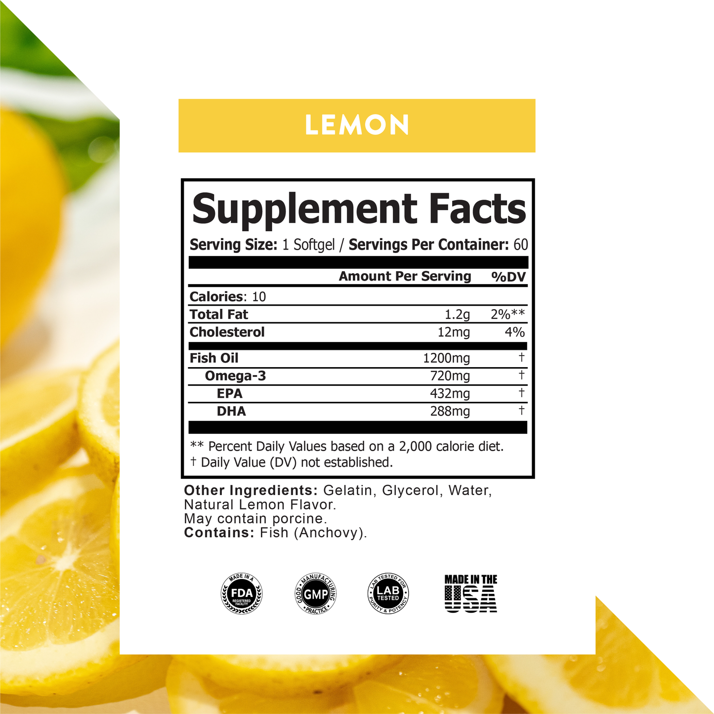 Lemon coated Fish oils